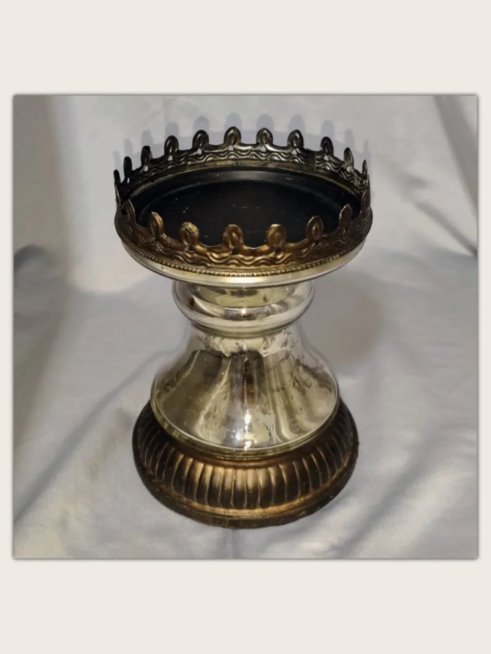 Pottery Barn Vintage Mercury Glass Style Candleholder for Pillar & Jar Candles